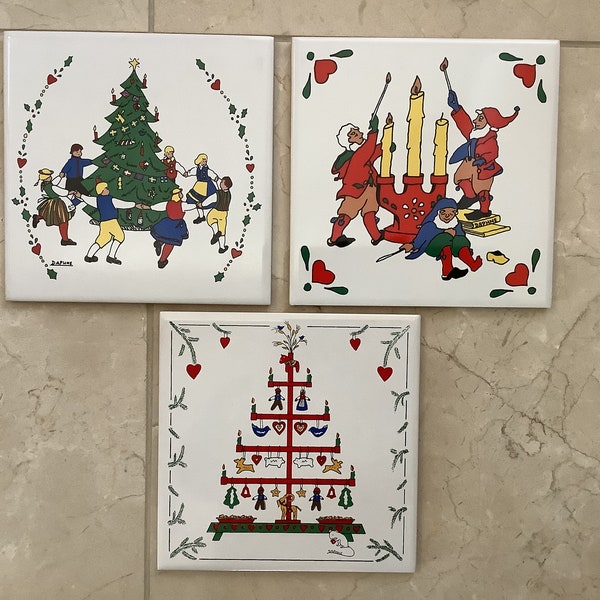 Swedish Ceramic Tiles/ Trivets Berggren Christmas Theme