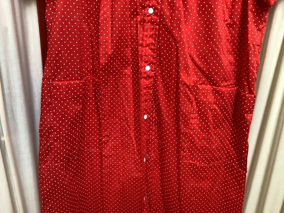 Vintage House Dress Duster Red Polka Dot Snap Fro… - image 3