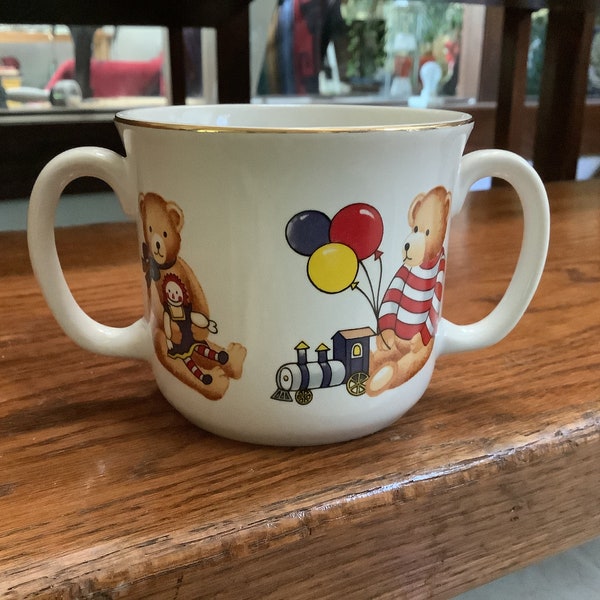 Vintage 2 Handled Child’s Cup With Teddy Bears Action Japan