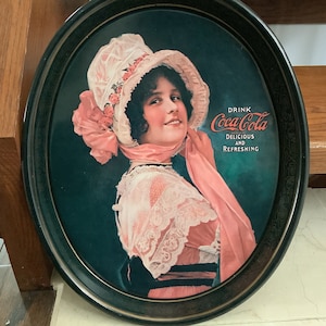 Vintage Coca Cola Advertising Metal Tray 1914 Betty Girl