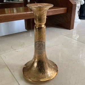 Antique Fraunfelter Ohio Candle Stick Holder 22K Gold Encrusted Wedding Ware