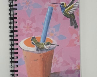 Notebook with Boba and Hummingbirds art on the cover, only 1 made. Lined inside