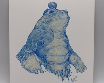 Sumo Frog Sketch Art Print by Dela Longfish 8x10 and 5x7 inches