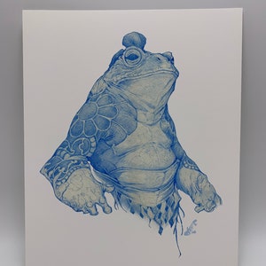 Sumo Frog Sketch Art Print by Dela Longfish 8x10 and 5x7 inches