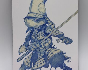 Magnet of Frog Samurai Sketch by Dela Longfish, Only a few made.