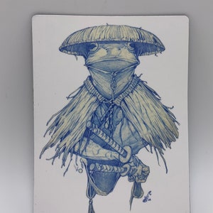 Magnet of Frog Samurai Sketch by Dela Longfish, Only a few made.