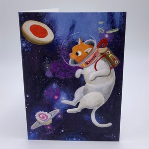 Carte de voeux Space Ramen Astronaut Cat, vierge à l'intérieur