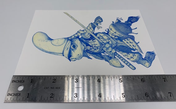 Frog Samurai Sketch Art Print by Dela Longfish 8x10 and 5x7 Inches