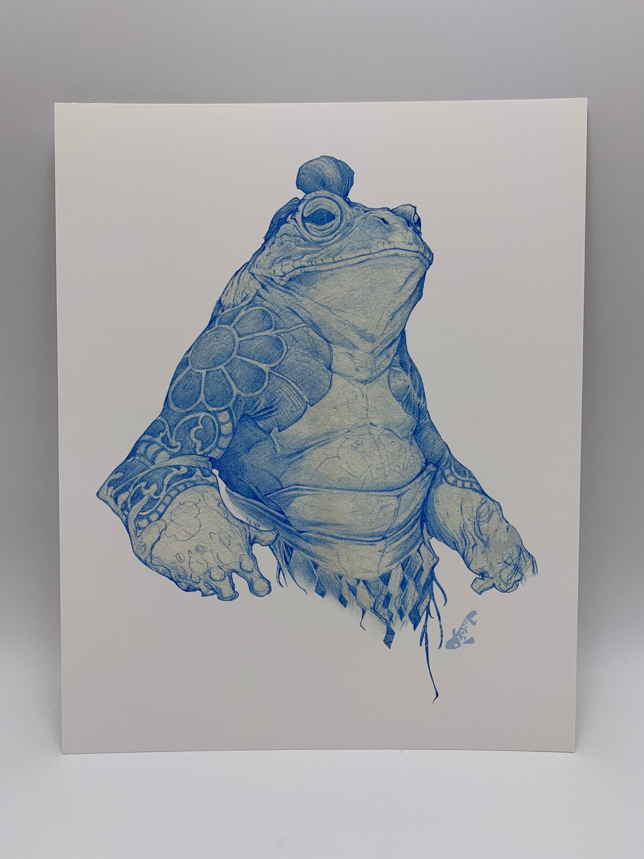 Sumo Frog Sketch Art Print by Dela Longfish 8x10 and 5x7 Inches - Etsy