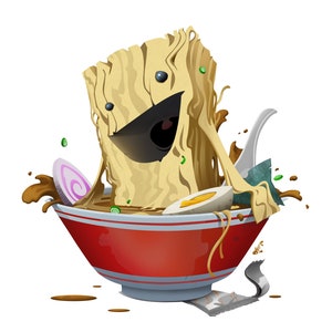 Instant Ramen, Only 1 Left, 8x10 inches Kawaii Food Art Print, Limited Edition of 5!