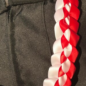 Graduation Lei Red & White Ribbon Lei Satin Ribbon Lei School Spirit ...