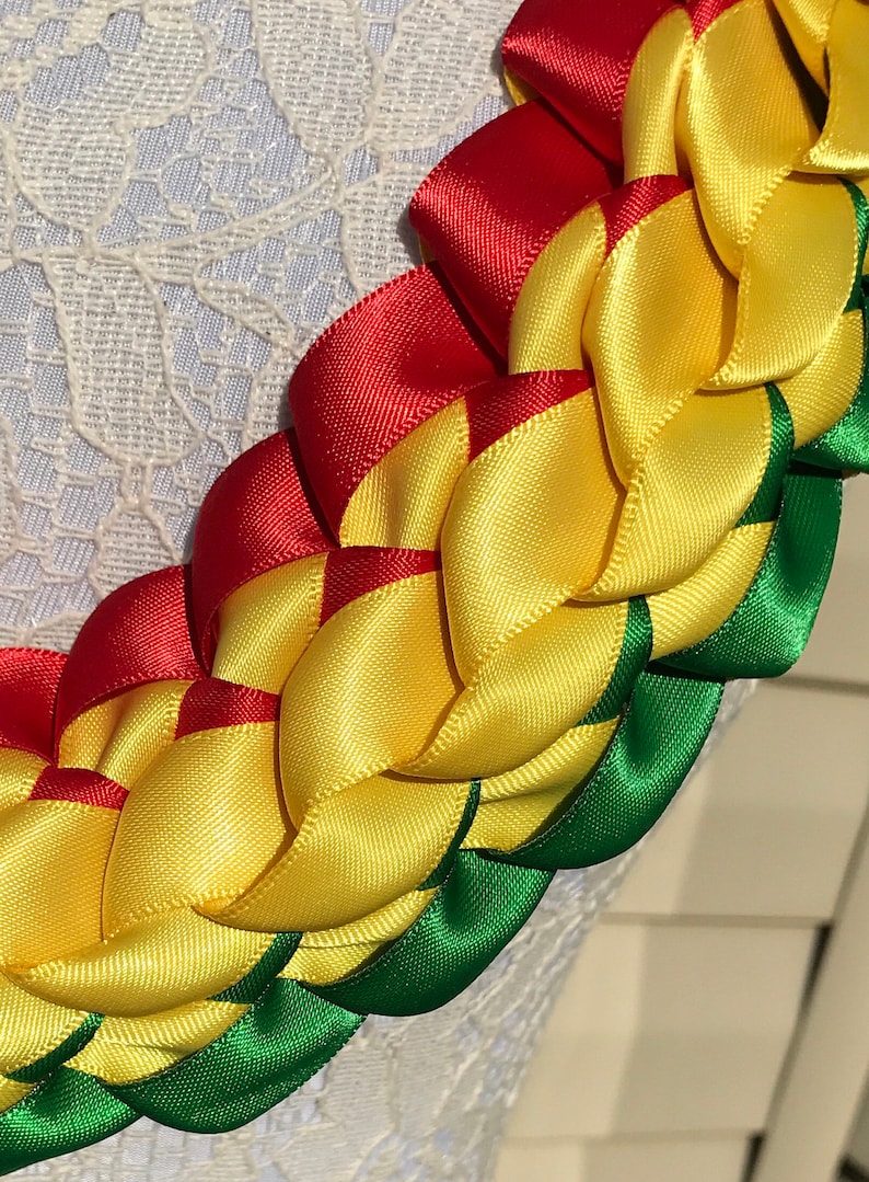 Graduation Lei Green Yellow Red Ribbon Lei Satin Ribbon Lei | Etsy