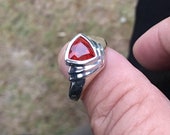 Natural Spessartite Mandarin Orange Sterling Silver Ring 925 (untreated)