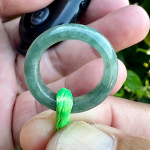 11.50 Carats Vintage Natural Type A Green Jade ,Jadeite Jade Burmese Band Ring Size 3.5 us