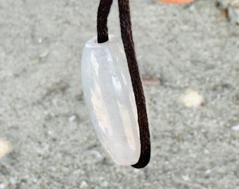 Lavender Jade Pendant: Translucent Burmese Jadeite Drop