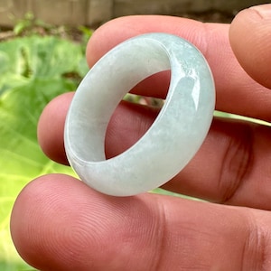 37.50 Carats Vintage Natural Light Lavender Jade ,Jadeite Jade Burmese Band Ring Size 12.5 us