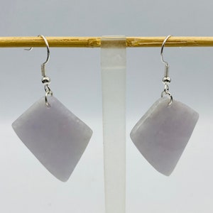 Lavender Grass Translucent Jade Burmese,Lavender Jadeite Jade (Untreated) Earrings Silver 925