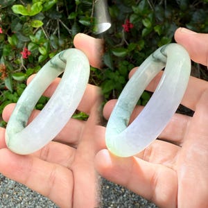 55 mm Two Colors Glass Green And Lavender Jade Burmese,Lavender Green Jadeite Jade (Untreated) Bangle