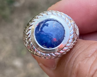 Natural  Blue Sapphire (Untreated) Silver Ring 925