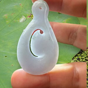 80.50 Carats Light Lavender Jadeite Jade Carving Māori Pendant, Lavender Jade Burmese