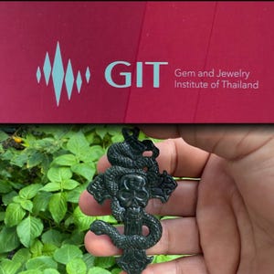 80.50 Carats Certificate G A48404 Type A Carving Skull Black Pendant,Hand Carved,Vintage pendant,Translucent Jade Burmese,Black Jadeite Jade