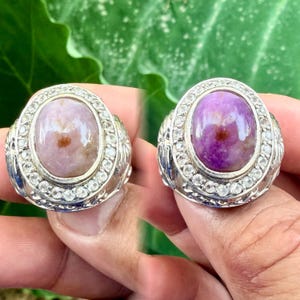 Rare Hackmanite UV Color Change,heckmanite and small white topaz,sodalite,uv colors change,gemstone color change,gem,silver rings Size 8.5us