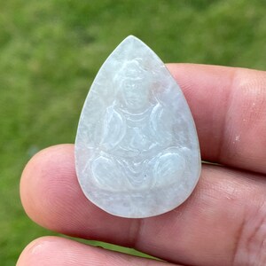 25.40 Carats Burma Ice Jade Jadeite,Carving Amulets Guanyin Buddha Translucent  (untreated )  Pendant