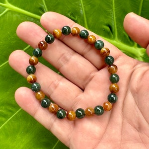 76.50 Karat Typ A 2 Jadeit Jade Burmese, Grün und Gelb Jade,Perlen Armband Größe 7 mm,Grade A Jade,Burma Edelstein,Hochzeitstag,Geschenk