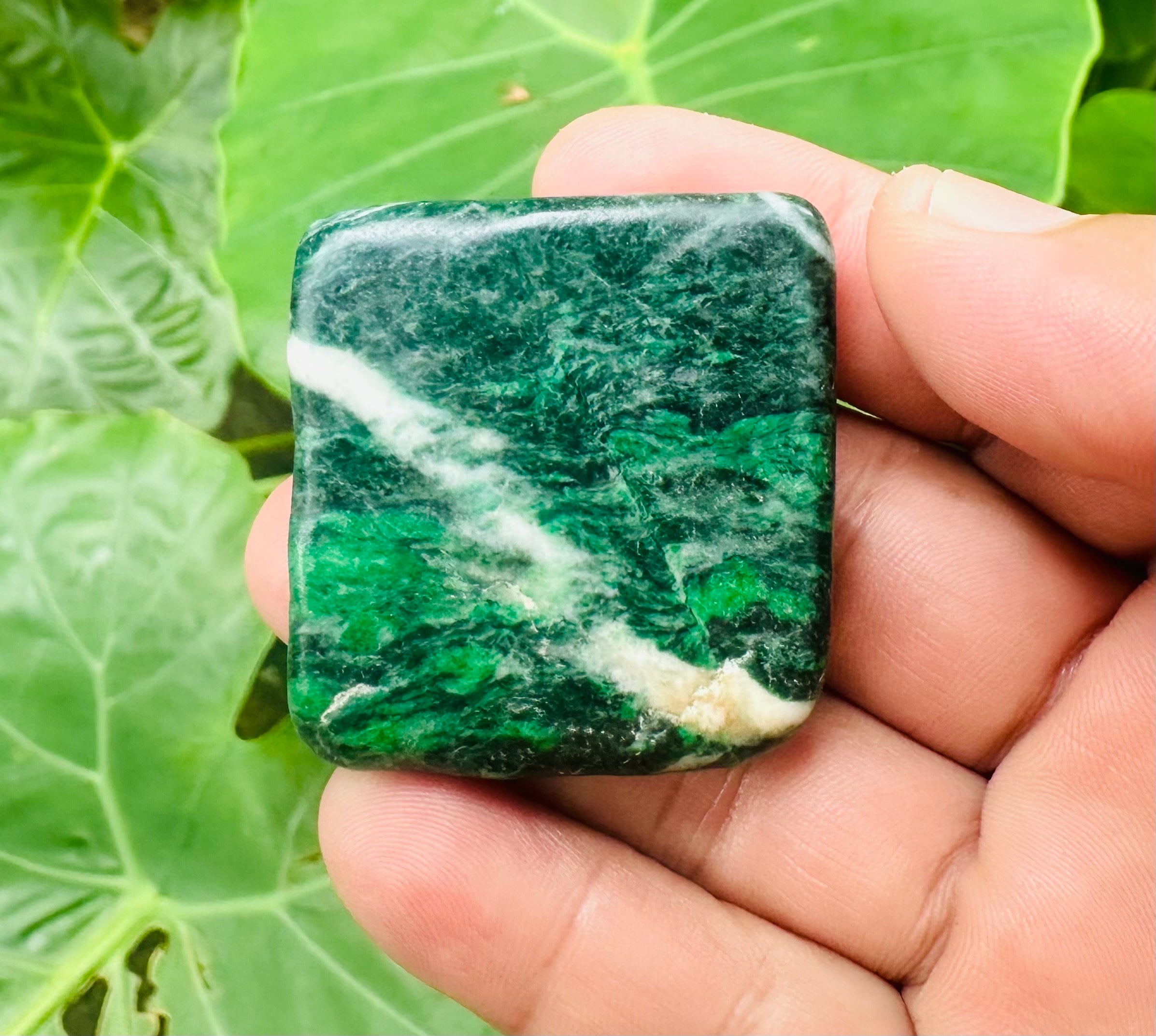 228.50 Carat Tumbled Maw Sit Sit Jade: Green Kosmochlor Gemstone