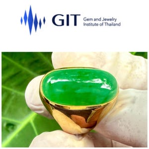 Certified GIT Report No G A38898,Type A Imperial jadeite ring,jadeite jewelry,Green emerald ring men,Gold 22k Ring size 9 us