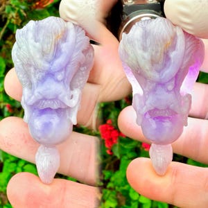 305.50 Carats Type A Lavender Translucent Jade Burmese Dragon carving pendant,Lavender Jadeite Jade carved,lavender jade pendant