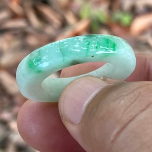 Vintage Natural Green Jadeite Jade Band Ring Size 9