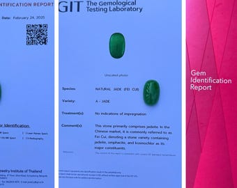 Certified GIT Report NO G A38896 Type A 38.84 Carats Green Certified GIT Report NO G A38896 Type A 38.84 Carats Green
