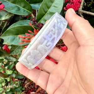 58 mm Type A Two Colors Green And Lavender Jade Burmese,Lavender Jadeite Jade,lavender Jadeite bracelet,Carved Vintage bangle,Burmese jade