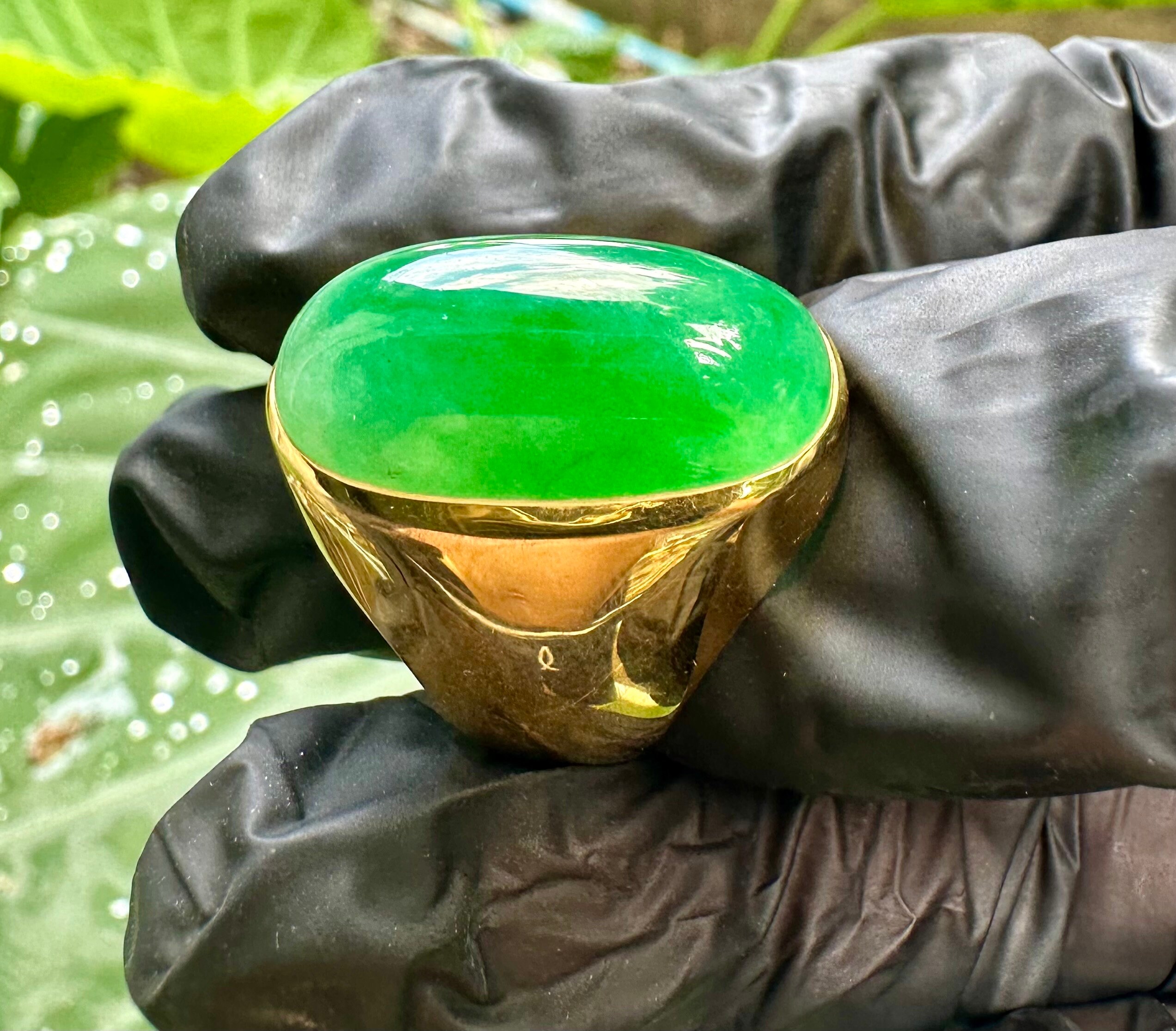 Green Emerald Jadeite Jade Ring green Jadeite Ring green Jadeite Jewelry gold Jadeite Ring jade Rings for Men gold 22k Ring Size 9 Us Etsy