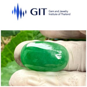 Certified GIT Report NO G A38896 Type A 38.84 Carats Green Imperial jadeite Jade,Type A Jadeite Burmese,Translucent Imperial Green Jadeite