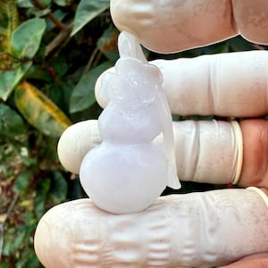 69.10 Carats Type A Lavender Grass Translucent Jade Burmese Vintage carving pendant,Lavender Jadeite Jade carved  Pendant