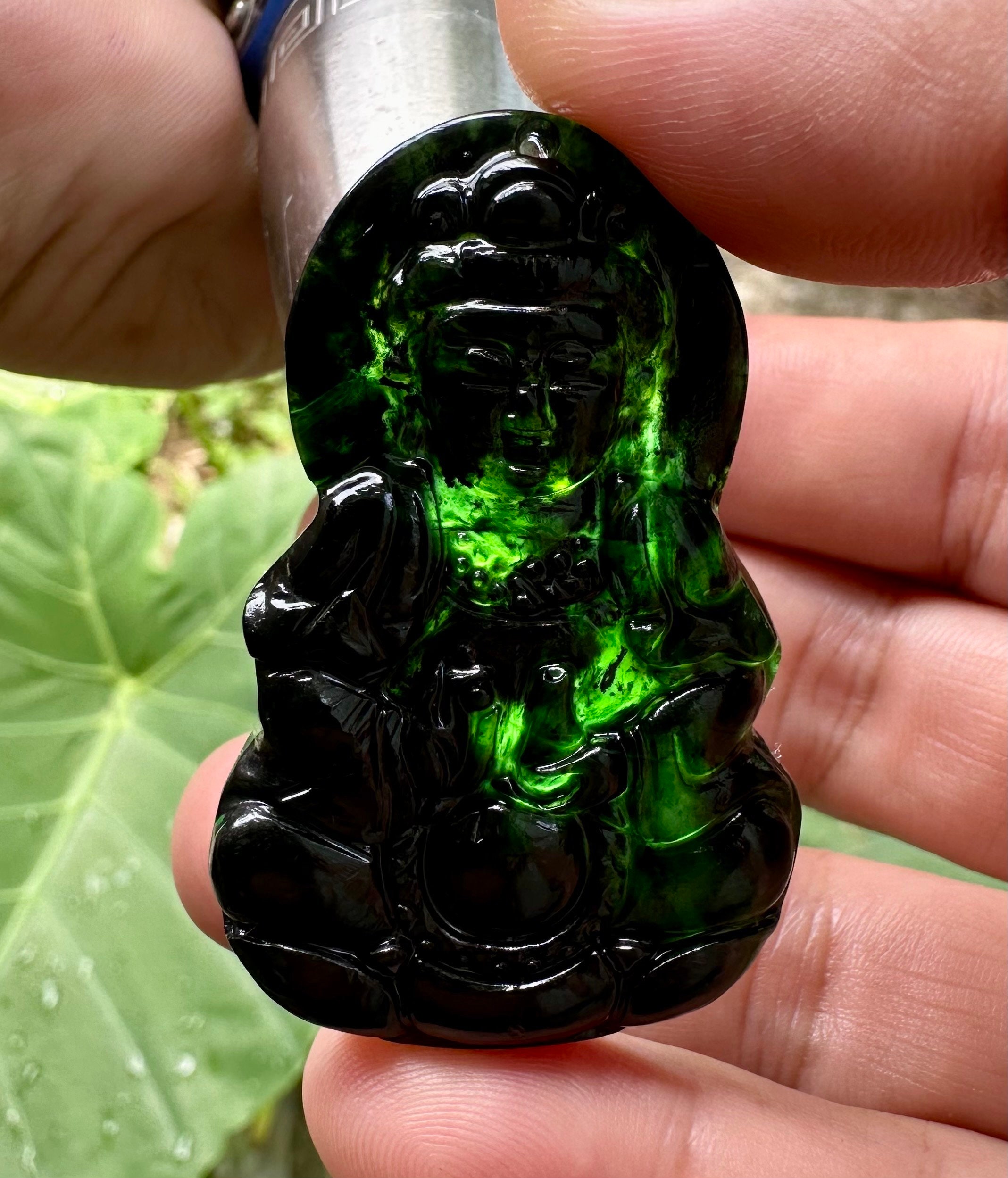 84.50 Carat Black Jadeite Buddha Pendant
