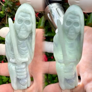 378.50 Carats Type A Lavender Grass Translucent Jade Burmese Vintage carving pendant,Lavender Jadeite Jade carved Demon Warrior Pendant