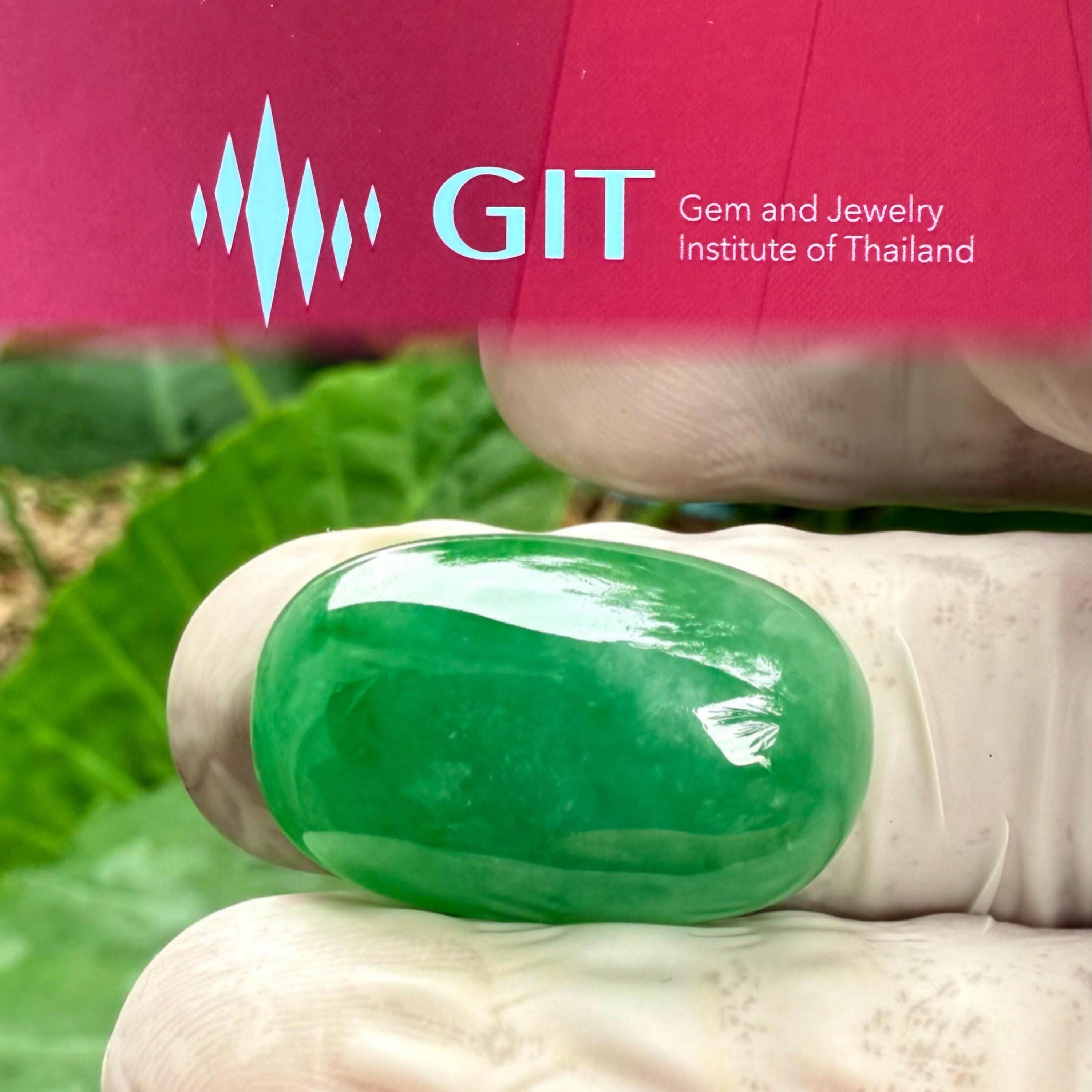 Certified GIT Report NO G A38896 Type A 38.84 Carats Green Certified GIT Report NO G A38896 Type A 38.84 Carats Green