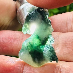 33.50 Carats Two Color Black/White Jade,Carving head Jadeite Translucent Burma (untreated )