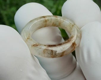 Ring Birmaanse jadeiet: tweekleurig, ijskoud en geel, maat 3,5 us: 12,80 karaat