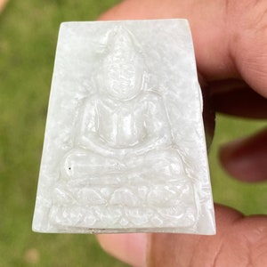 45.50 Carats Burma Ice Jade Jadeite,Carving Amulets Thai Buddha Translucent  (untreated )  Pendant
