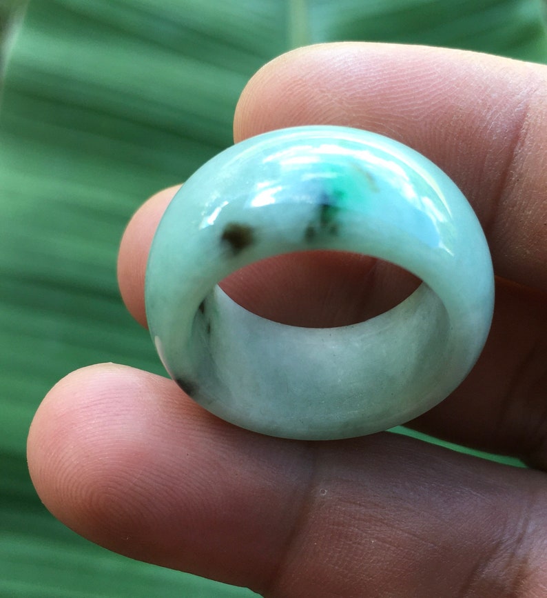 Vintage Natural Green Jadeite Jade Band Ring Size 10