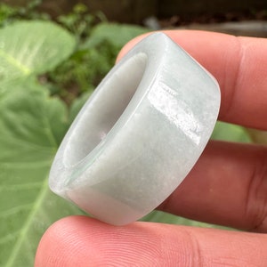 64.50 Carats Vintage Natural Light Lavender Jade ,Jadeite Jade Burmese Band Ring Size 12 us