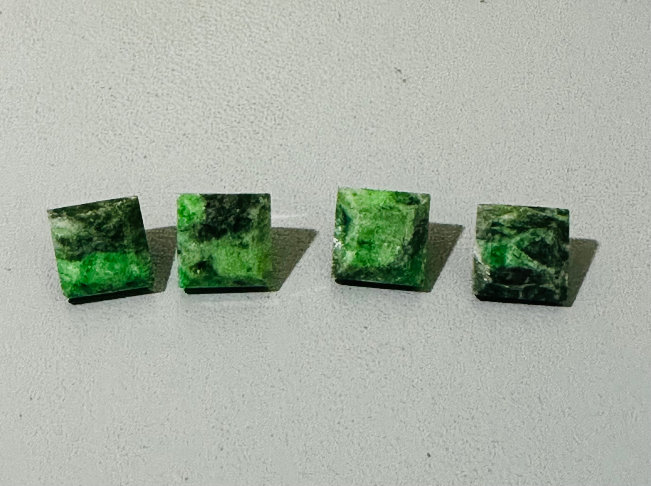 7x7mm Maw Sit Sit Jade: Untreated Burmese Green Jadeite