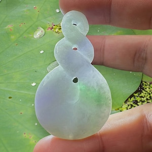68.50 Carats Light Lavender Jadeite Jade Carving Māori Pendant, Lavender Jade Burmese