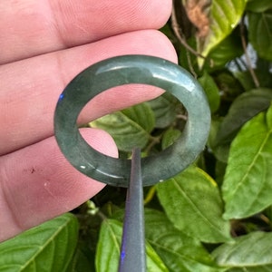 13.50 Carats Vintage Natural Type A Green Jade ,Jadeite Jade Burmese Band Ring Size 6.5 us