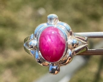 Burma Star Ruby Sapphire Silver Ring 925