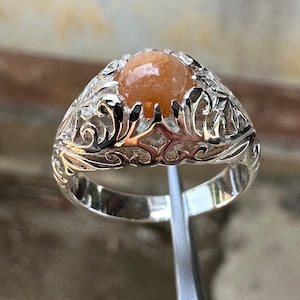 Natural yellow Jade Burmese ring silver 925
